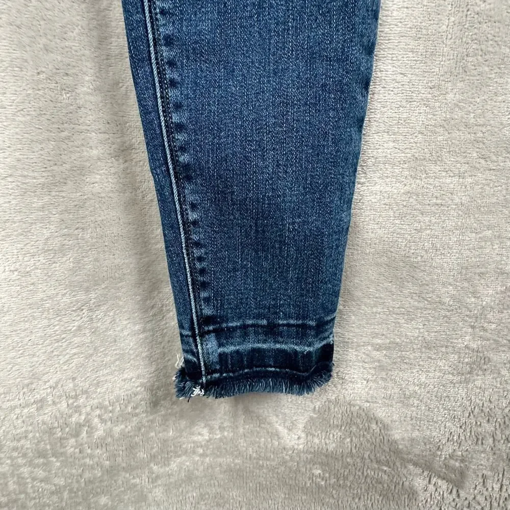 Spanx Jeans Womens Small Blue Skinny High Rise Raw Hem Slimming Stretch Casual